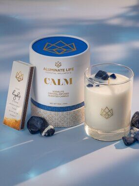 Aluminate Life Calm 14.5 oz Sodalite Crystal Infused Candle NWT